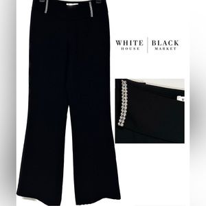 White House Black Market Wide Leg Pants with Embellished Belt Loops Black Size 2